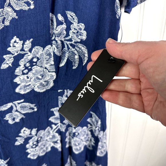 Lulu’s Heart of Marigold Navy Blue Floral Print Wrap Maxi Dress XS NWT - Picture 6 of 7